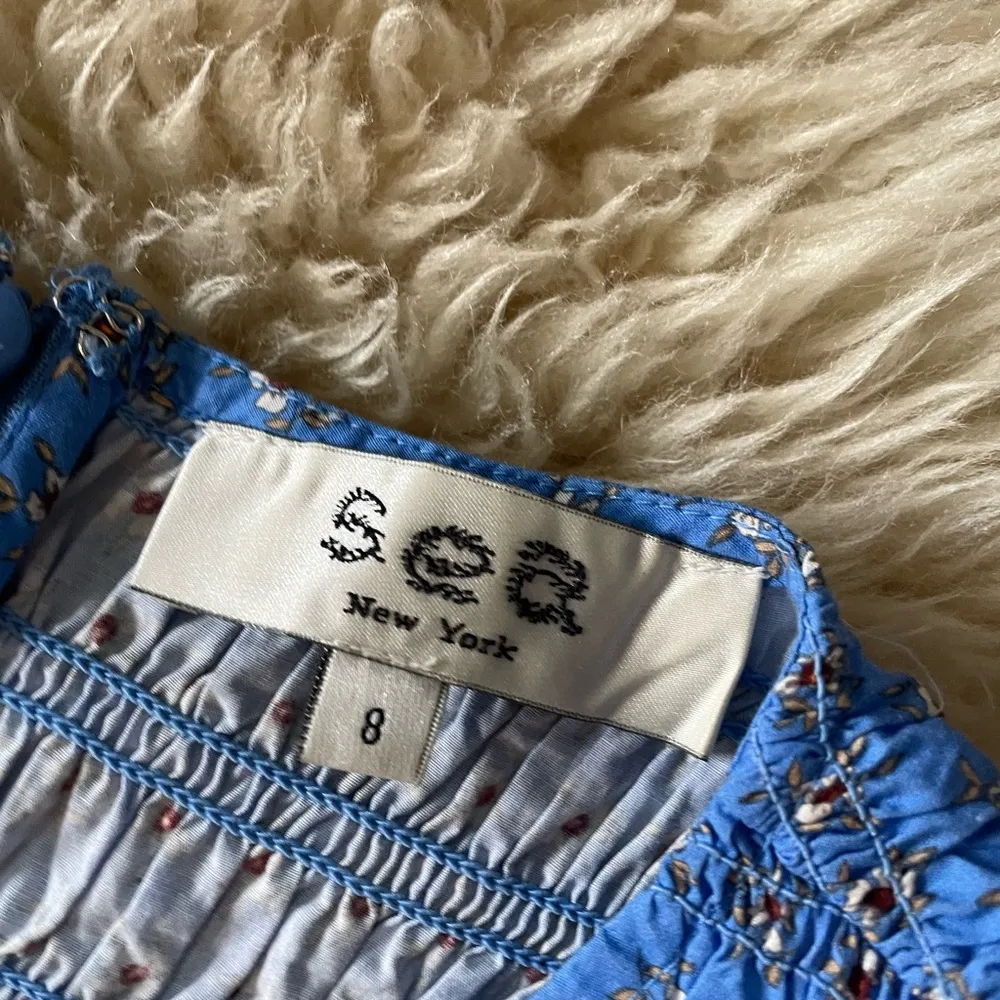 Sea New York Pascala Print Floral Smocked Tiered Midi Dress size 8 White - Image 5