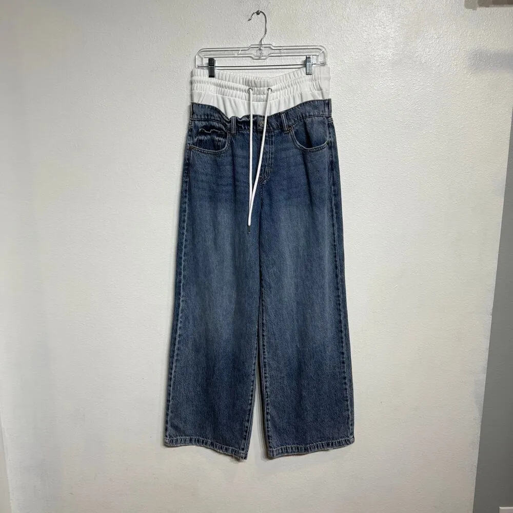 Rewash Blue Pullon Double Waist Drawstring Wide Leg Jeans Sz 29 - Image 2