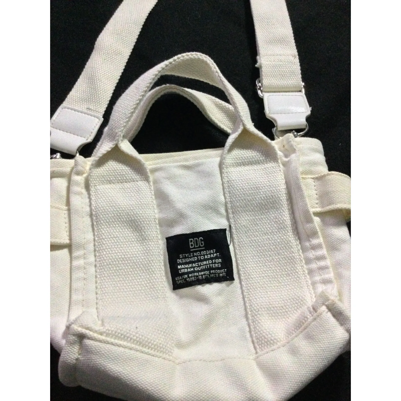 BDG White Canvas Mini Tote Bag Crossbody Adjustable Strap Urban Outfitters - Image 8