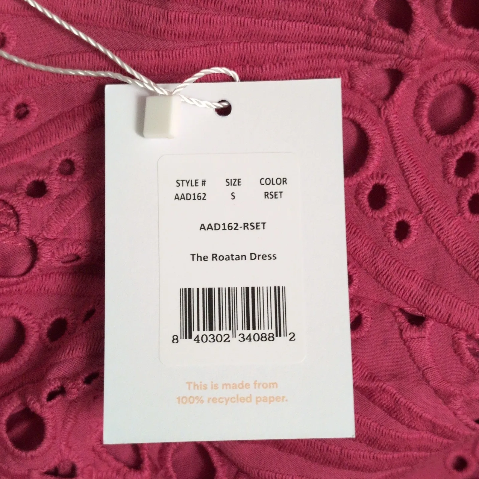 NWT Andie Roatan Dress Russet Pink Eyelet Halter Neck Scalloped Hem Midi Size S - Image 12