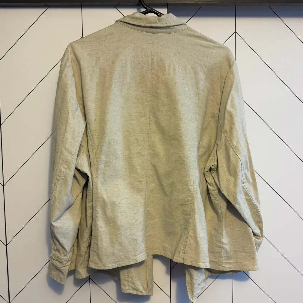 Lane Bryant Women’s Plus Size 26 Beige Linen Open Front Draped Cardigan Jacket - Image 5