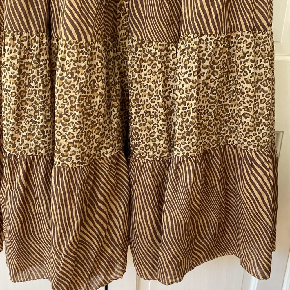 Zimmerman Empire Tiered Dress in Spliced Animal Print in Brown Maxi Dress Size 0 - Image 6