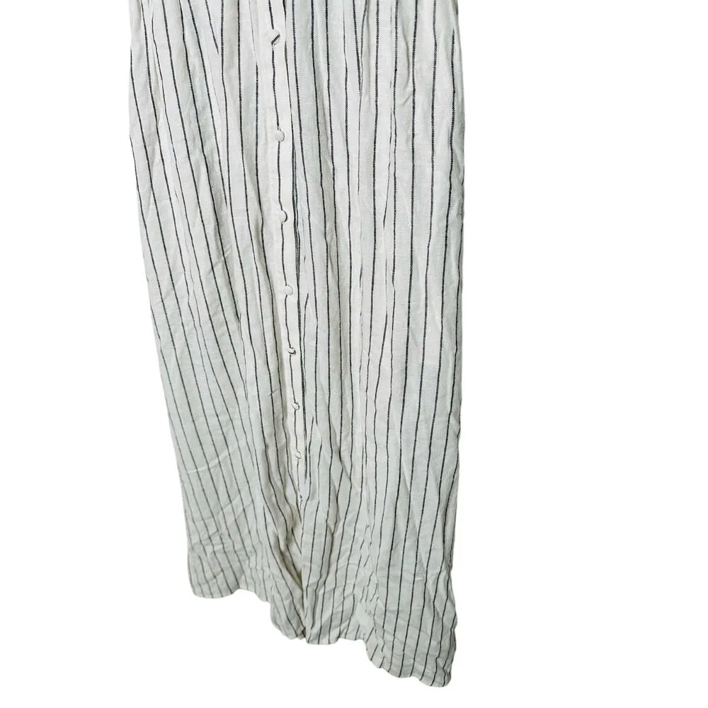 DEREK LAM 10 CROSBY x RTR White Stripe Linen Collar Knot Waist Shirt Dress 38 Size undefined - Image 6