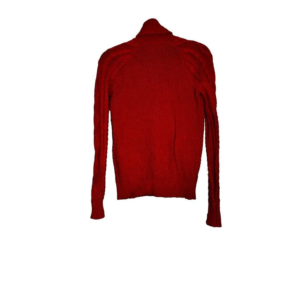 Lauren women's size medium sweater red cable knit turtle neck heritage - Image 4