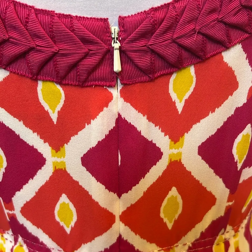 Tory Burch Geometric Print Sleeveless Dress Pink Orange Size 8 - Image 7