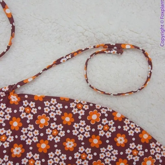 NEW Frankies Bikinis‎ retro Indy floral halter cowl swim top, S - Image 14