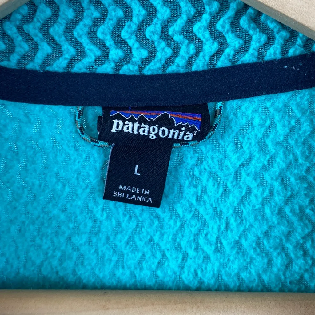 Patagonia Green Print Long Sleeve Half Zip Sport Athletic Sweater Top L - Image 4