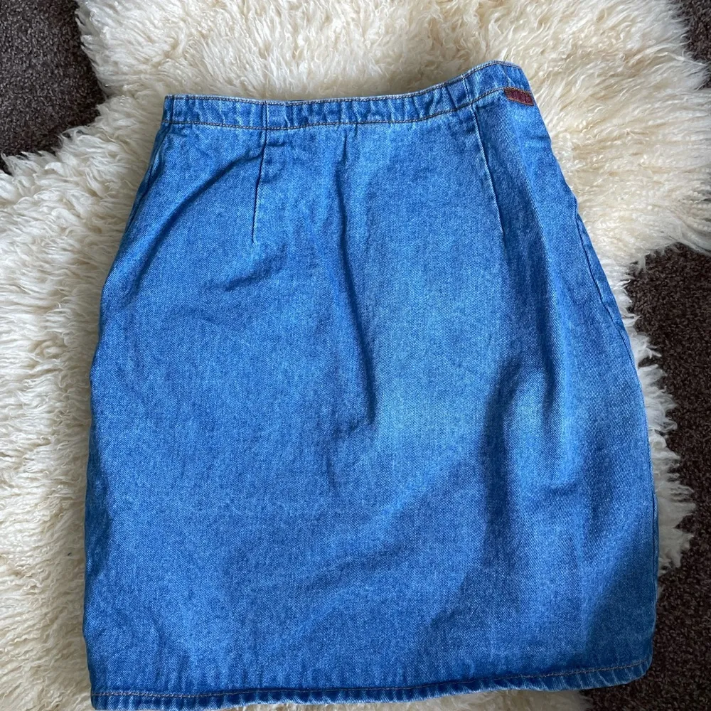 Vintage Gitano Wrap Denim Skirt with Fringe Edge - Image 8