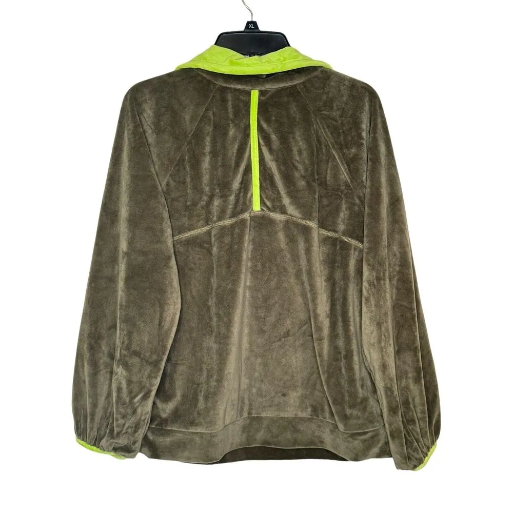Kori America Women's Top Half‎ Zip Velvet  Pullover Long Sleeve Green Small NWT - Image 5