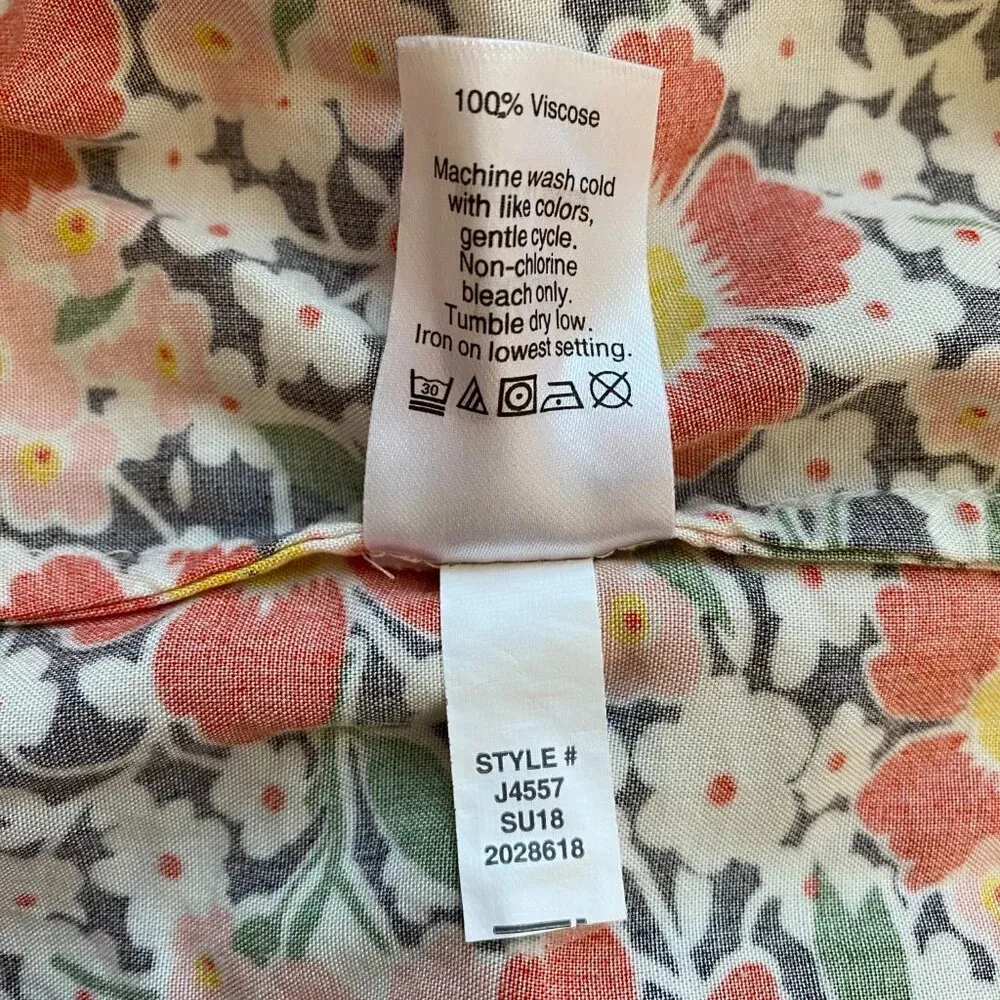 J.Crew Mercantile Short Sleeve Floral Midi Wrap Dress Women's XS Orange V-Neck - Image 14