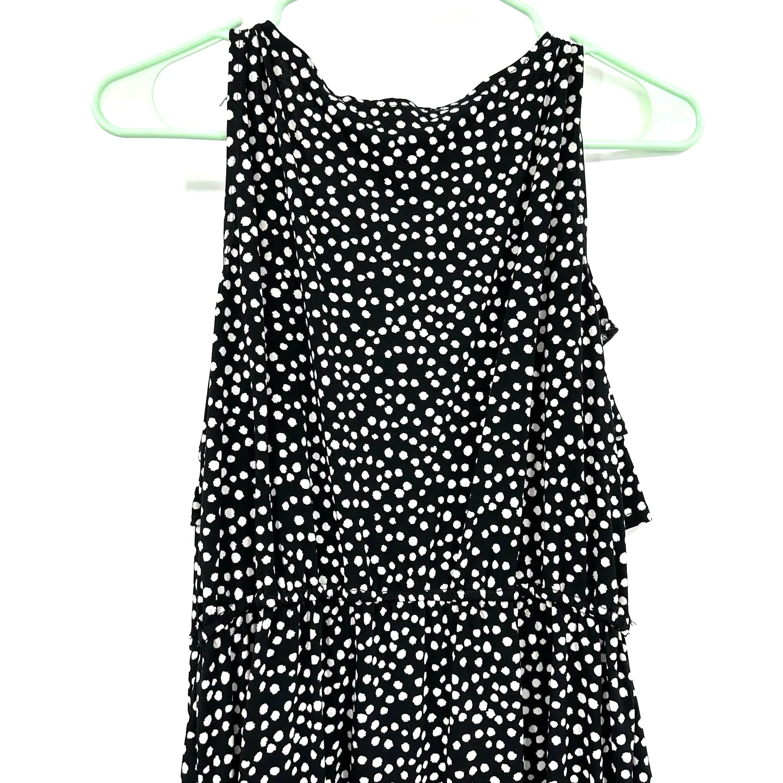 Danny and Nicole size small black with‎ white polka dots sleeveless tiered dress - Image 4