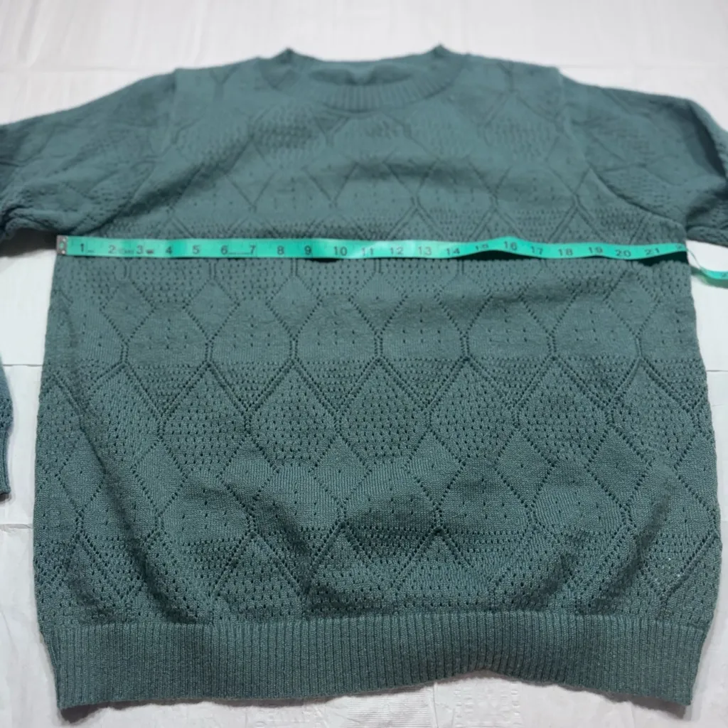 SheIn  Blue Diamond Pattern Crew Neck Sweater - Image 3