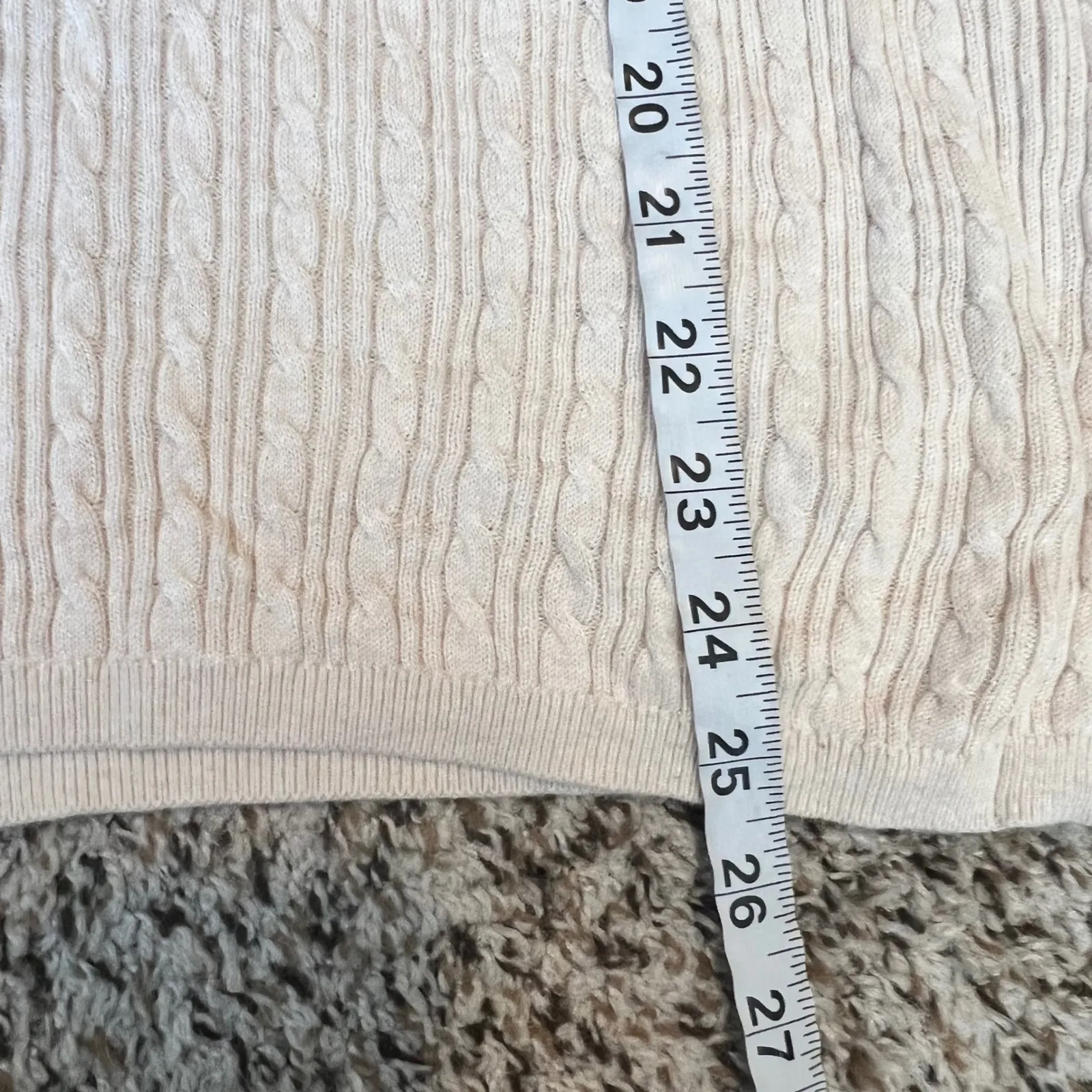 Croft & Barrow Womens Cable Knit Short Sleeve Sweater Top Cream Size L - Image 5