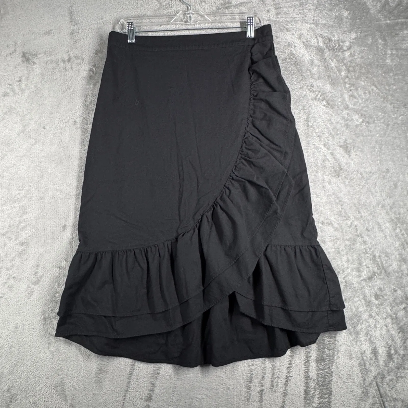 GAP Skirt Ruffle Midi Casual Everyday Neutral‎ Minimalist Black Womens Size 12 - Image 2