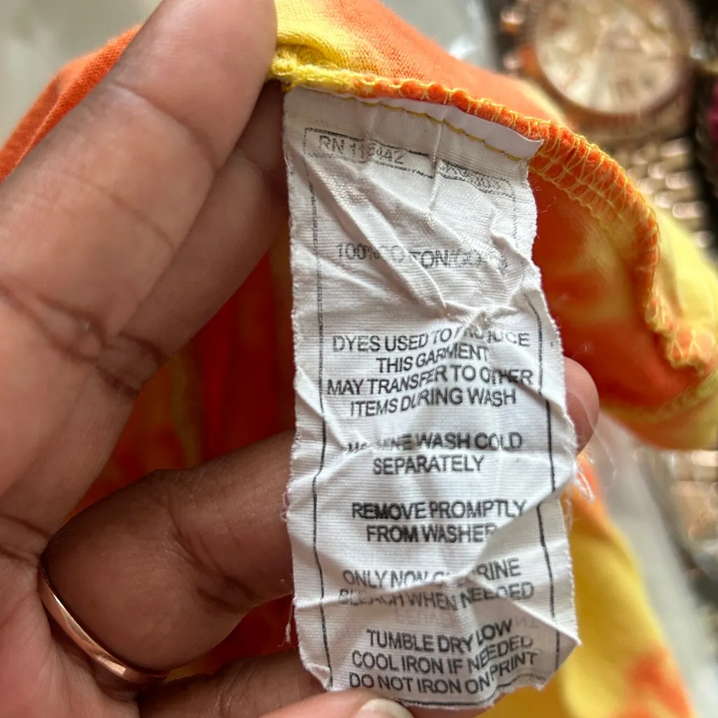 Retro Boho Celestial Empyre Sloane Sunflowers Eye Tie Dye Graphic Tee Size Small Orange - Image 4