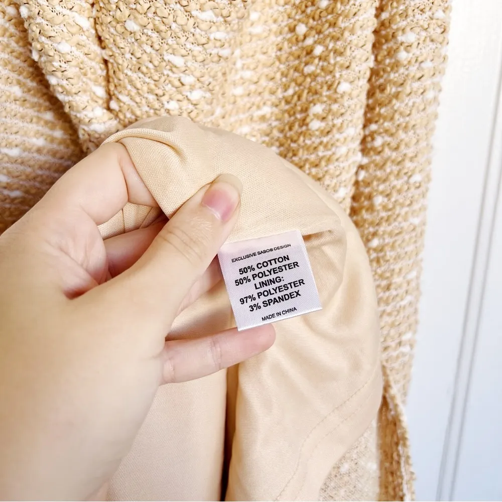 SABO • Backless Amada Dress tan halter tie nubby knit midi open back - Image 9