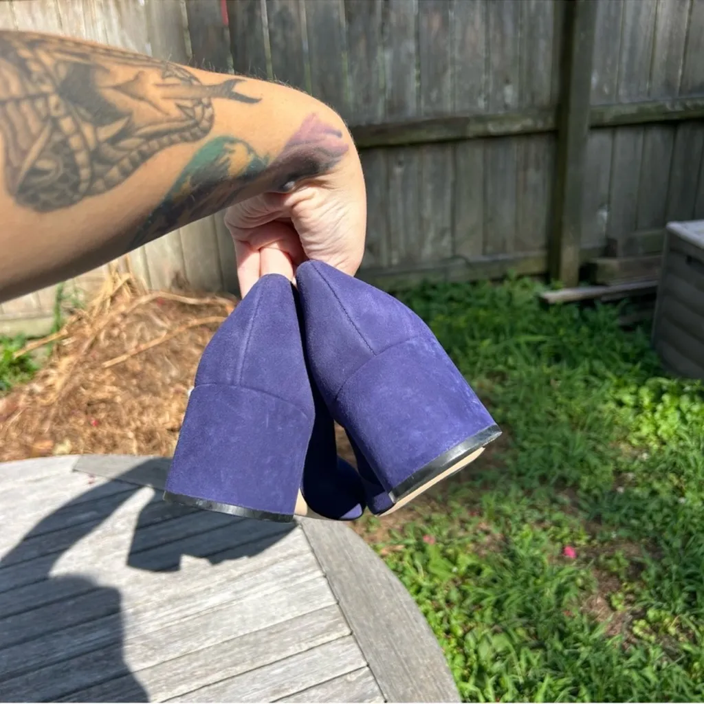 27 Edit Naturalizer Womens Rebecca Pumps Heels Blue Suede Close Toe Size 12 fall - Image 11