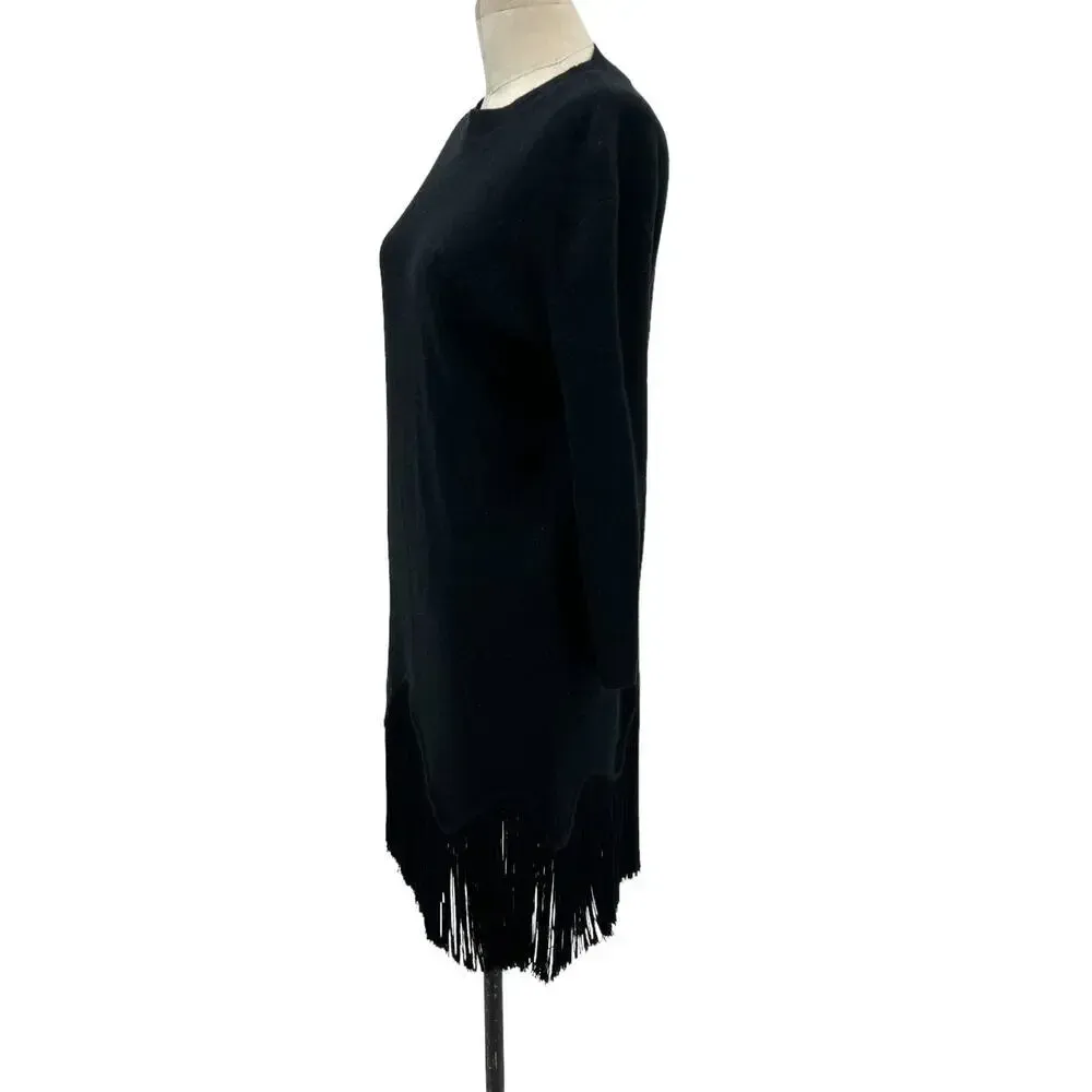 Timo Weiland‎ Black Merino Wool Fringe Hem Sweater Dress Size XS - Image 5
