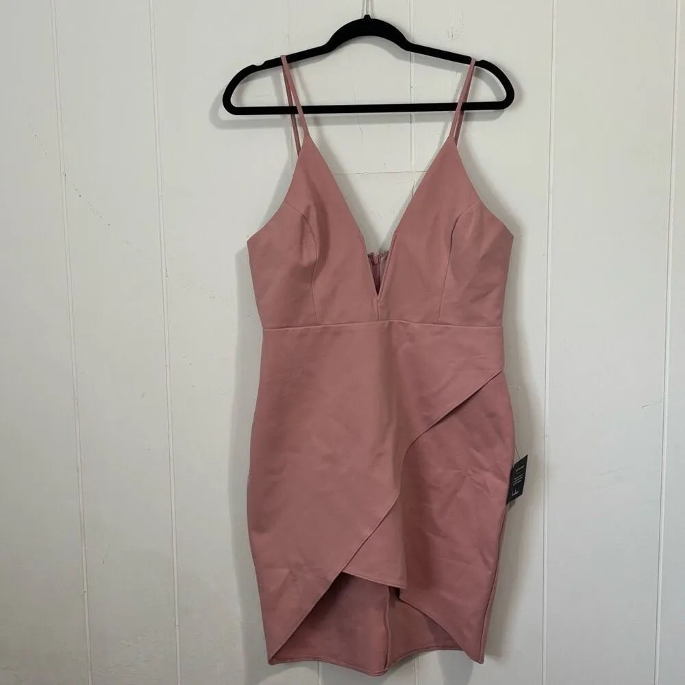 Lulus Dare to Take the Plunge Dusty Pink‎ Tulip Mini Dress NWT XL - Image 2