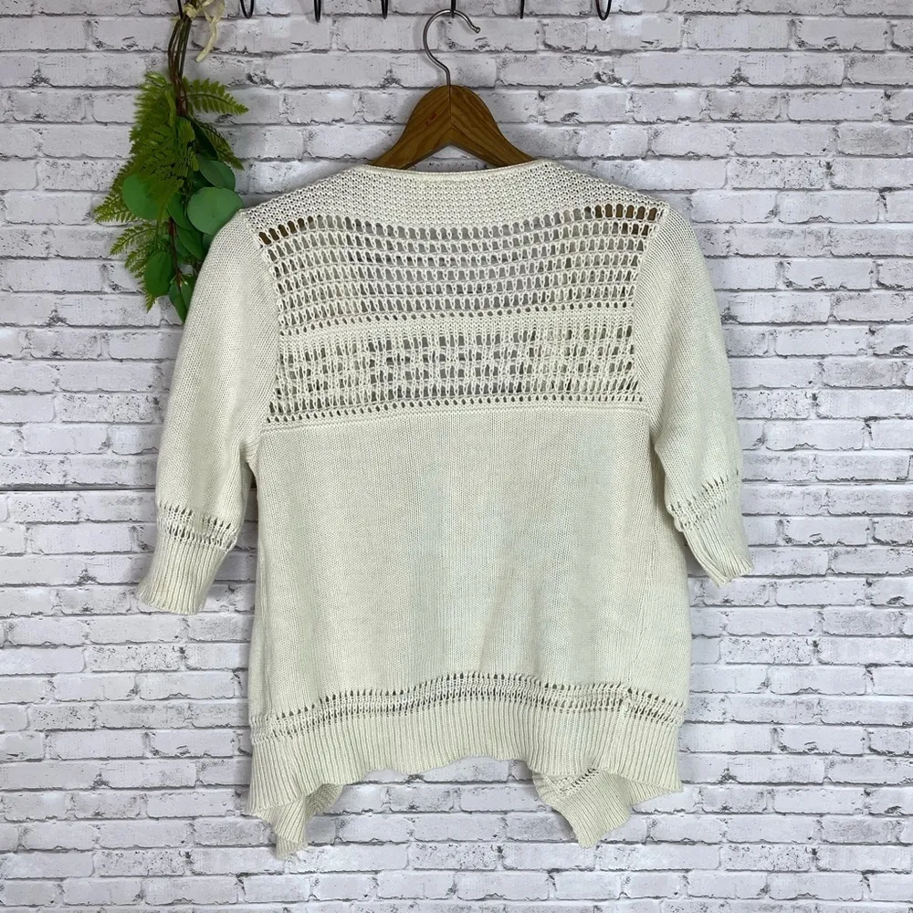 Daytrip Ivory Crochet Short Sleeve Cardigan - Image 5