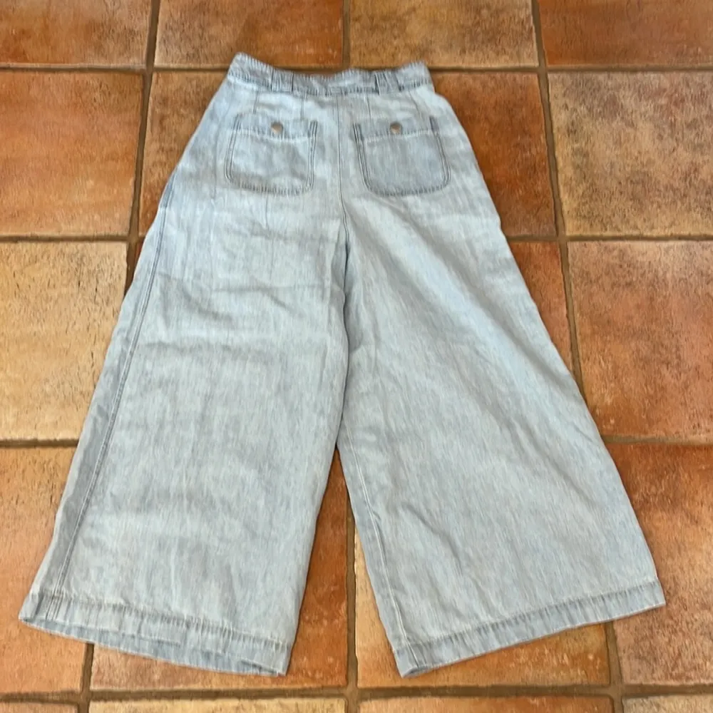 WRAP LONDON hemp & organic cotton wide leg chambray cropped pant size 2 - Image 5