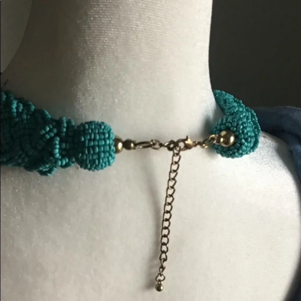 Set Statement Chunky Braided Turquoise Colored Dyed Howlite Seed Bead Jewelry Blue - Image 4