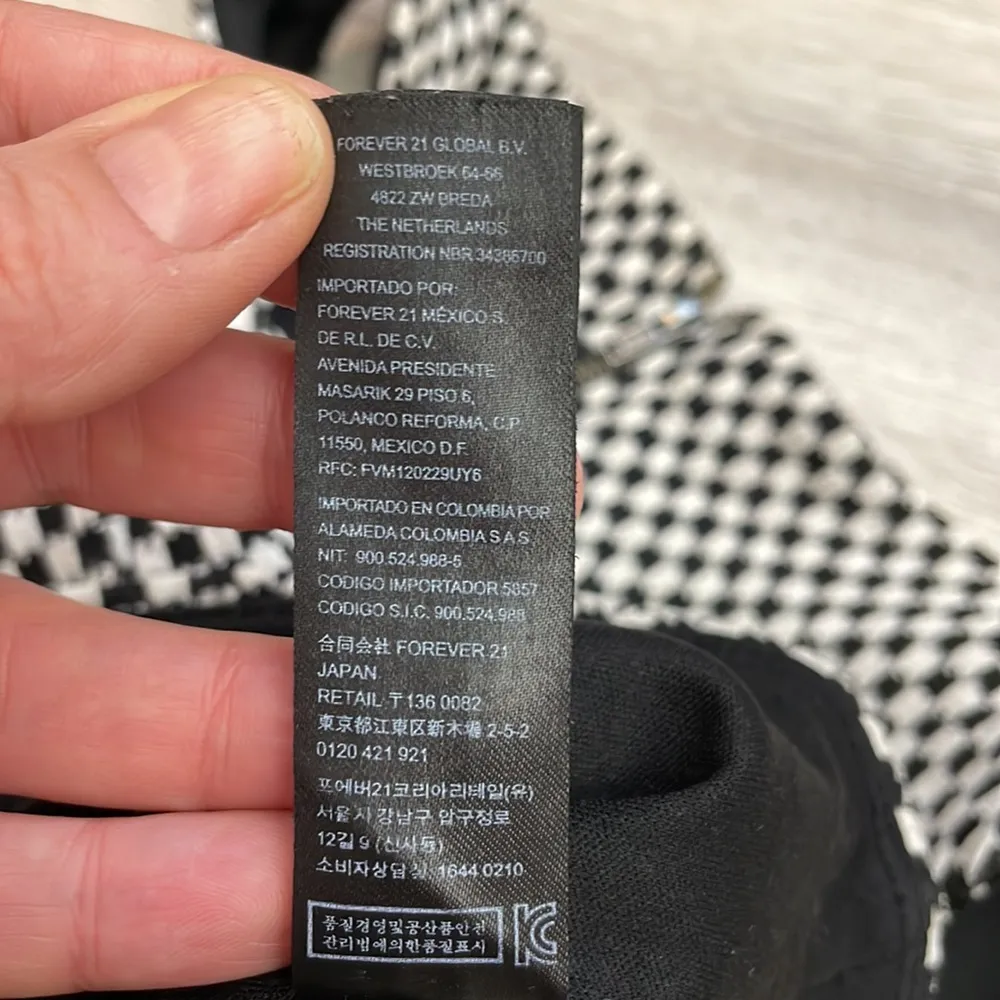 Black & White Checkered Cropped Zip Back Stretchy Lined Tank Top M - Image 10