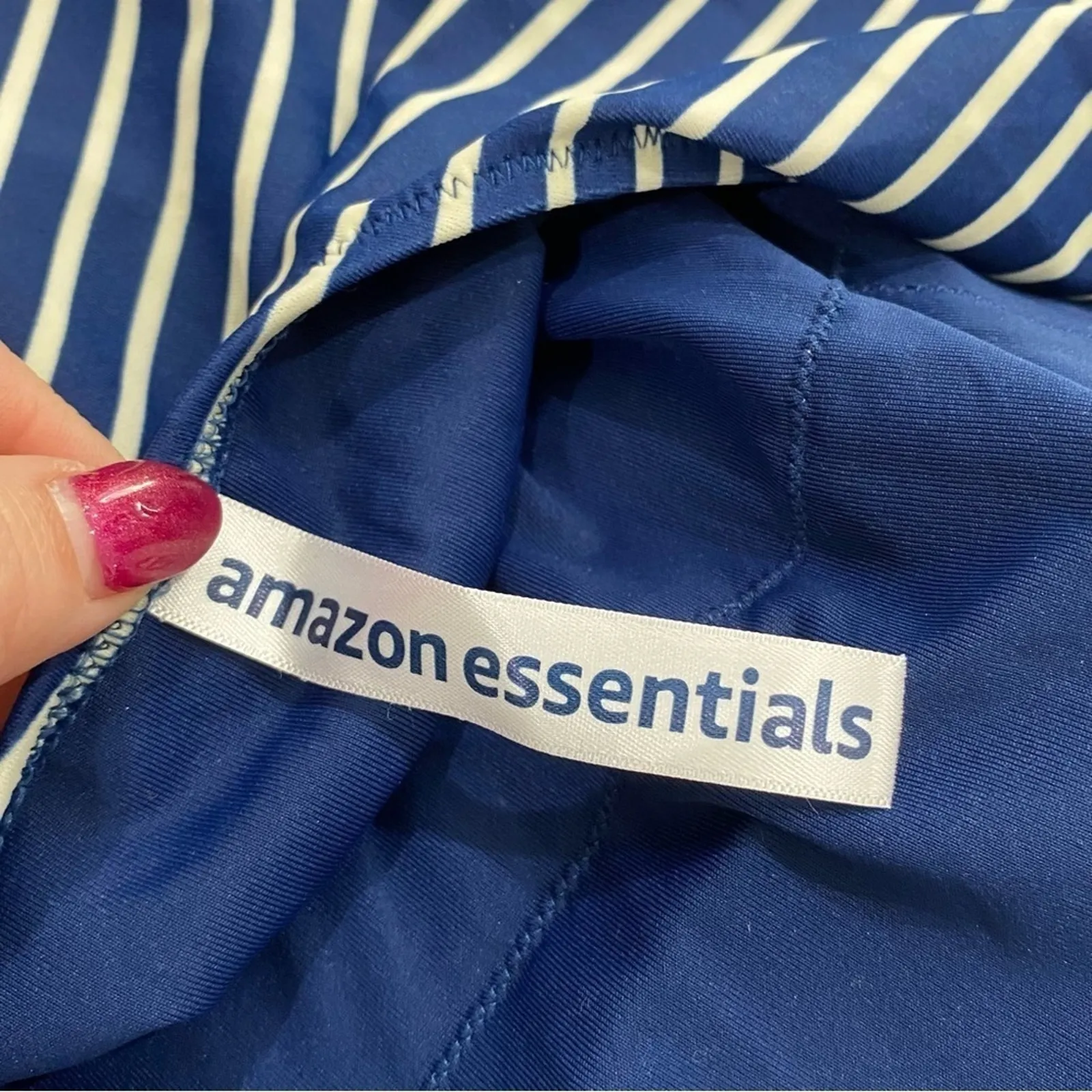 Amazon Essentials Striped Bathing Suit Blue Size M - Image 5