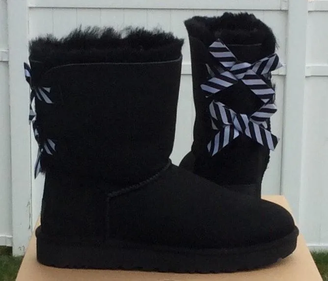 UGG Bailey Bow II Diagonal Stripe Boots - Image 3