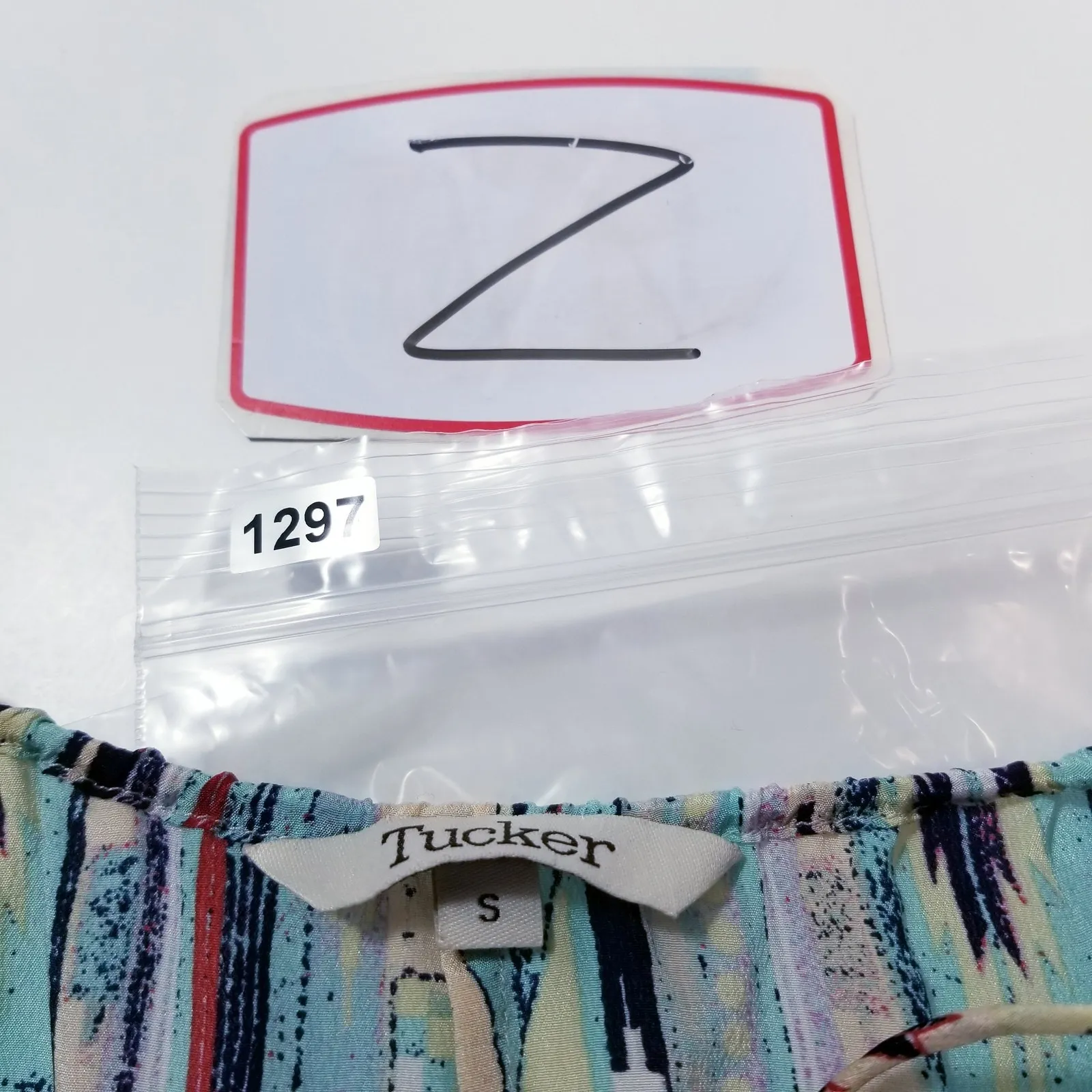 TUCKER 100% Silk Blouse Splash Multicolor Scoop Neck Spaghetti Straps Blue - Image 10