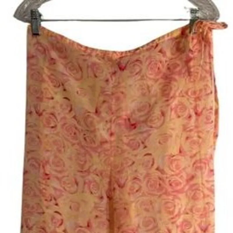 ROMANCE Womens Pajamas Size M Pink Floral Pant Camisole Robe Sheer Romantic Love Size M - Image 7