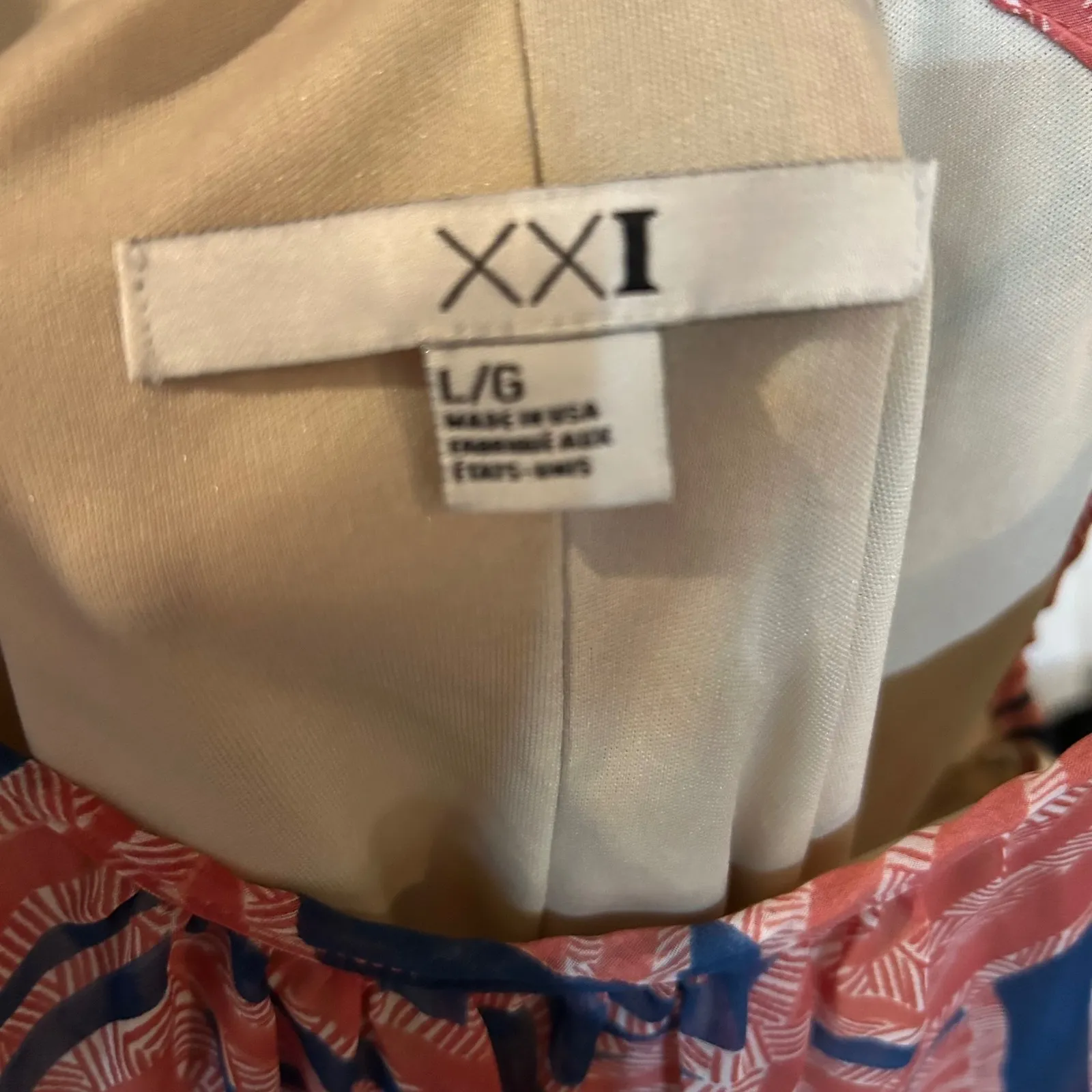 XXI Coral Blue Geometric‎ Print Sheer Cover Up Dress Sleeveless Large - Image 3