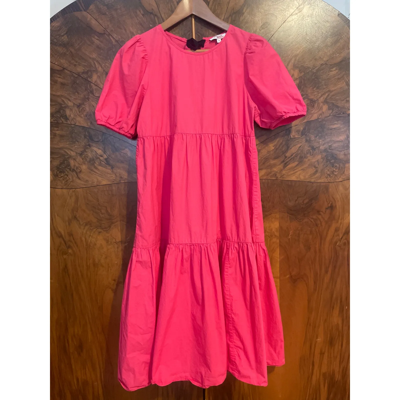 PETER SOM Tiered Puff Sleeve Midi Dress in Pink Size 8 FEMININE CASUAL Medium M - Image 4