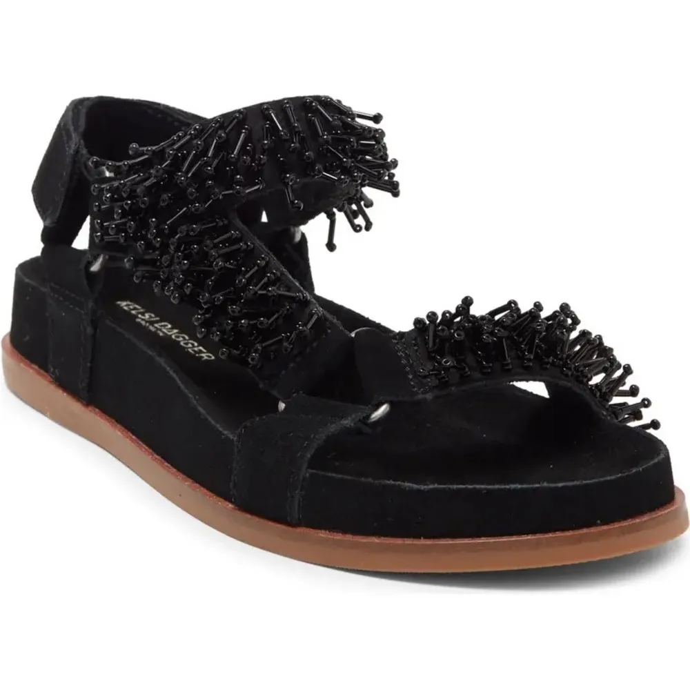 NEW ANTHROPOLOGIE KELSI DAGGER Brooklyn Spark Suede Beaded Black Sandals US 9 - Image 28