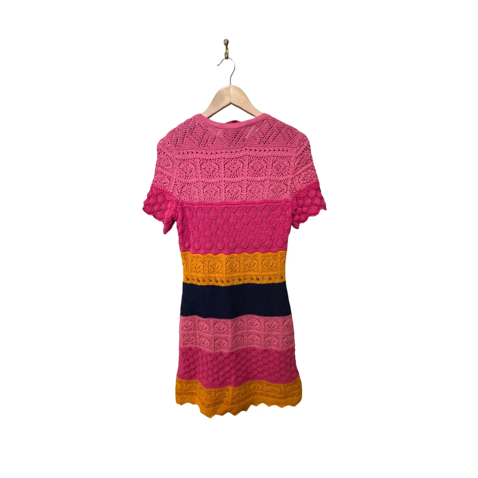 Carolina Herrera Colorblock Crochet Knit Minidress Size Medium - Image 8