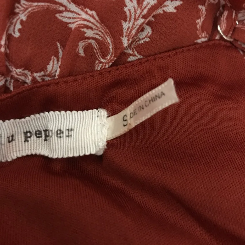 BLU PEPPER Rustic Floral Print Chiffon Midi Dress SMALL - Image 6