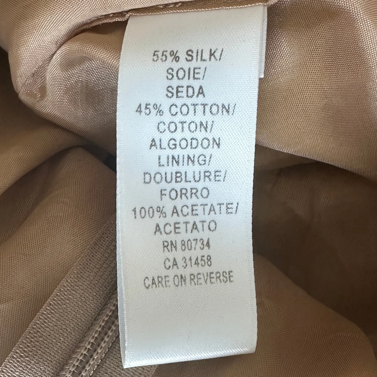 BCBGMaxAzria Skirt Womens 4 Bronze Silk Cotton Pleated Minimalist Modest Career - Image 5