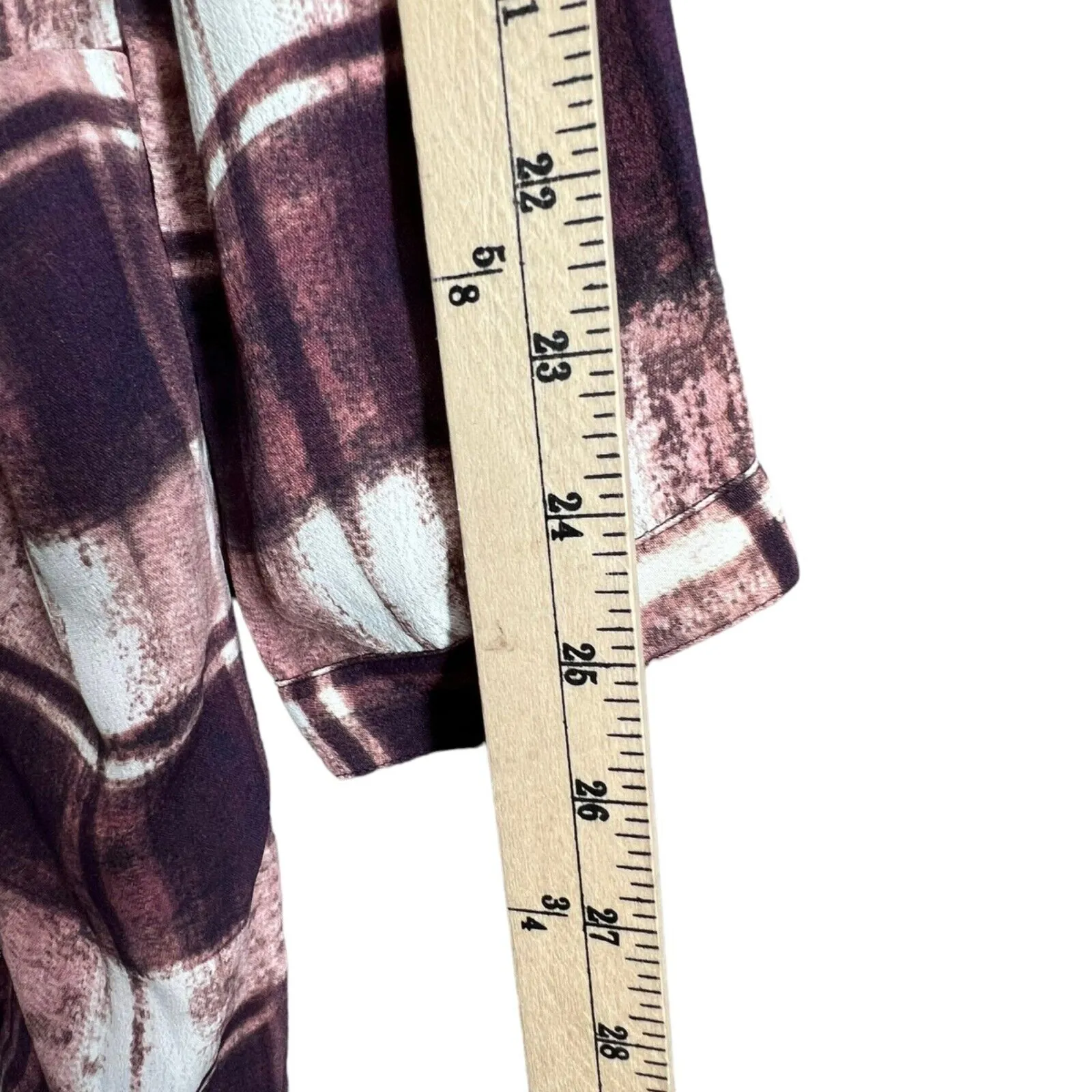 Garnet Hill Tunic Top Women 6 Purple Plaid Crepe Popover Shirt Casual Cottage - Image 12