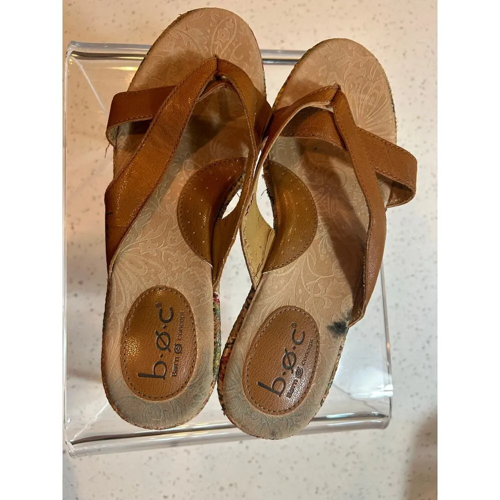 B.O.C. Flat Leather Strappy Colorful Platform Sandals - Image 3