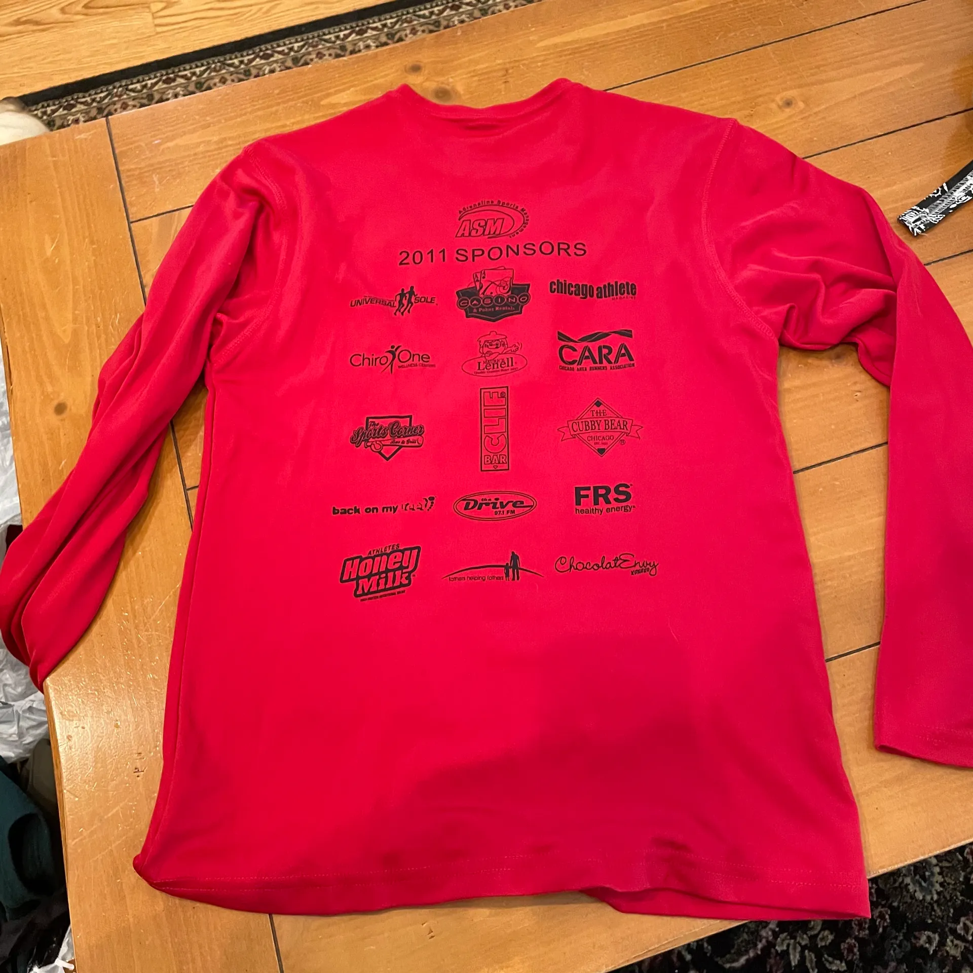 Santa Christmas Long Sleeve Workout Shirt Red - Image 2