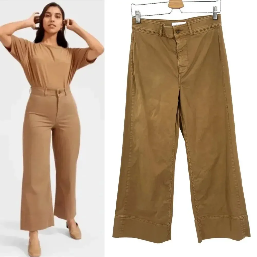 Everlane The Lightweight‎ Wide Leg Crop Chino Pants in Khaki Tan Size 4 - Image 2