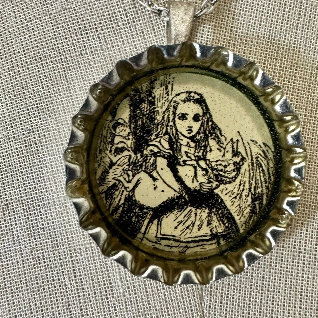Alice in Wonderland Bottlecap Pendant Necklace - Image 2