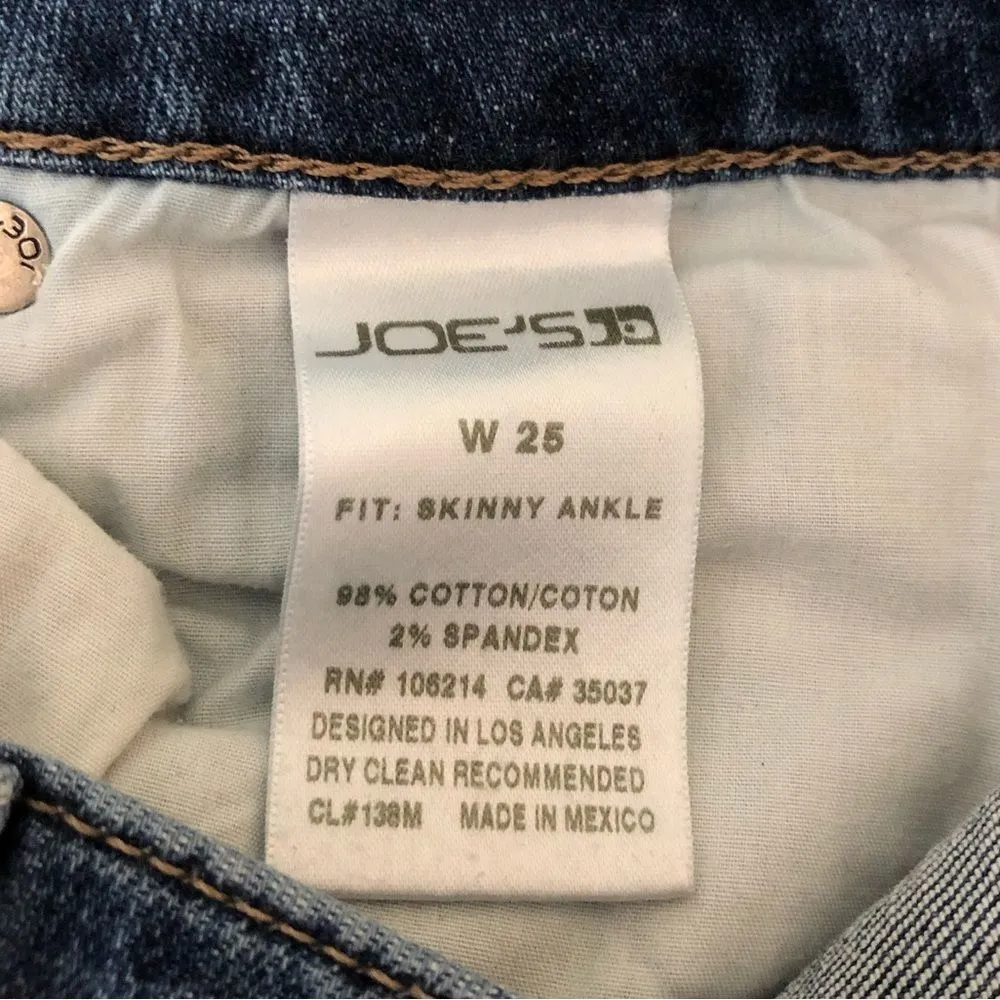 Joe’s Jeans Raw Hem Ankle Skinny Jeans Mid Rise size 25 - Image 9
