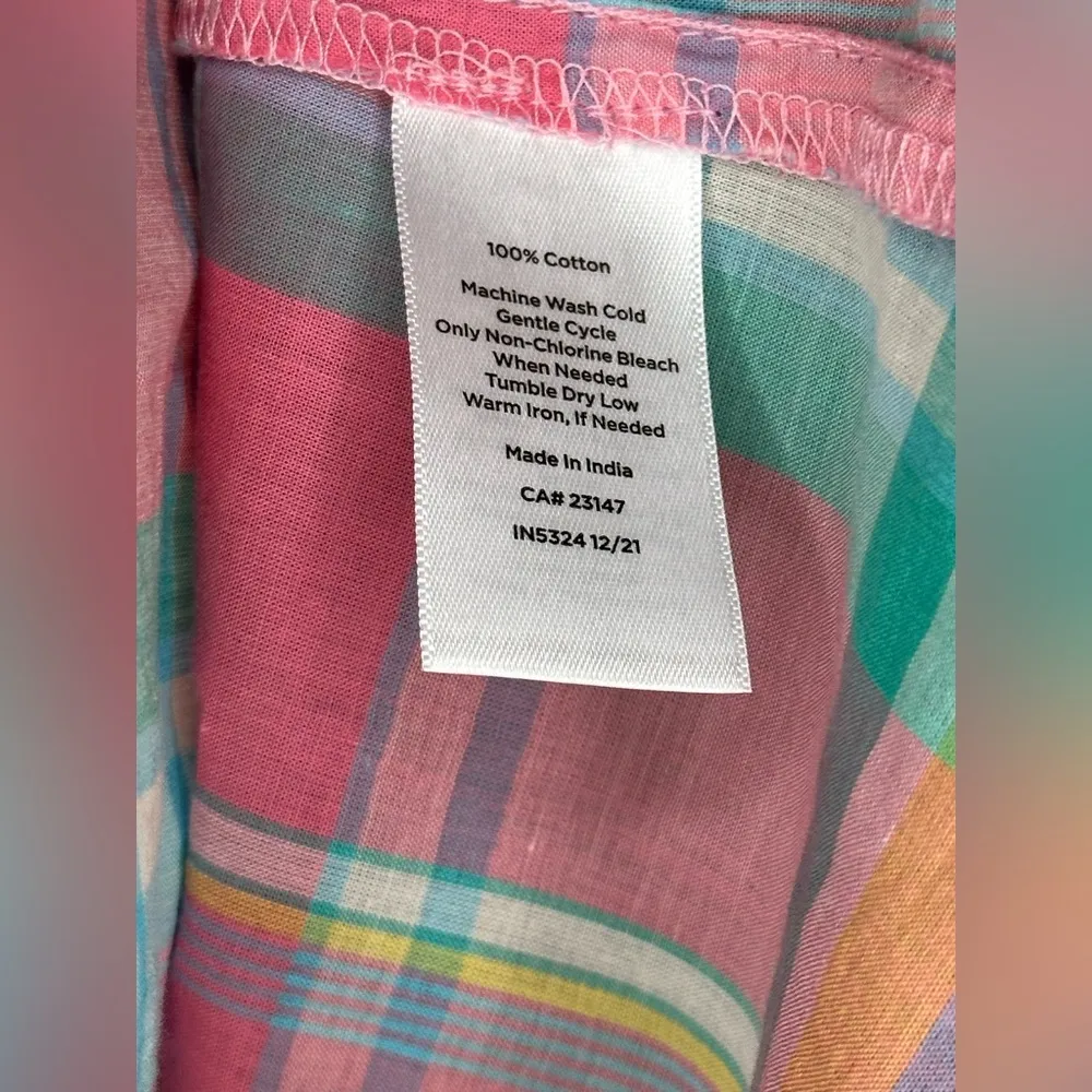 NEW Talbots 100% Cotton Button-Front Shirt – Pastel Easter Plaid – Women’s S - Image 7
