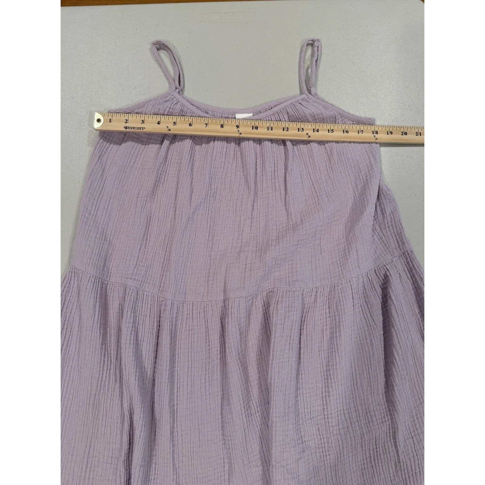 H&M Tiered Midi Dress Womens Small Light Purple Flowy Crinkled Cotton Travel - Image 4