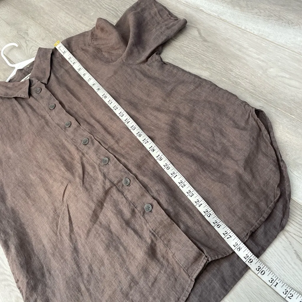Country Road Shirt organic linen button up womens Brown (size 10) contemporary - Image 6