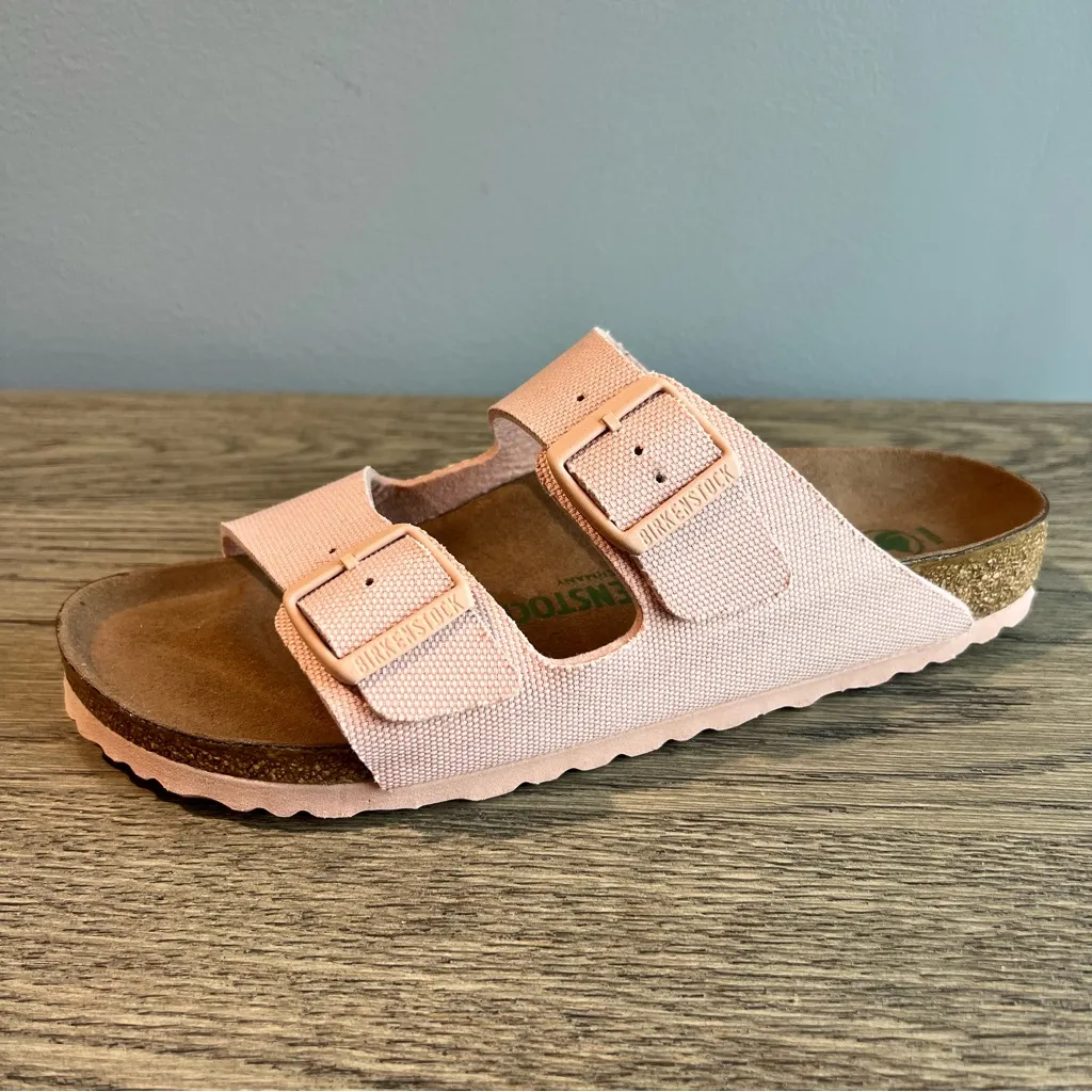 Birkenstock NWOT Arizona Vegan Soft Pink Canvas Size 41 Sandals Slip On Shoes - Image 8