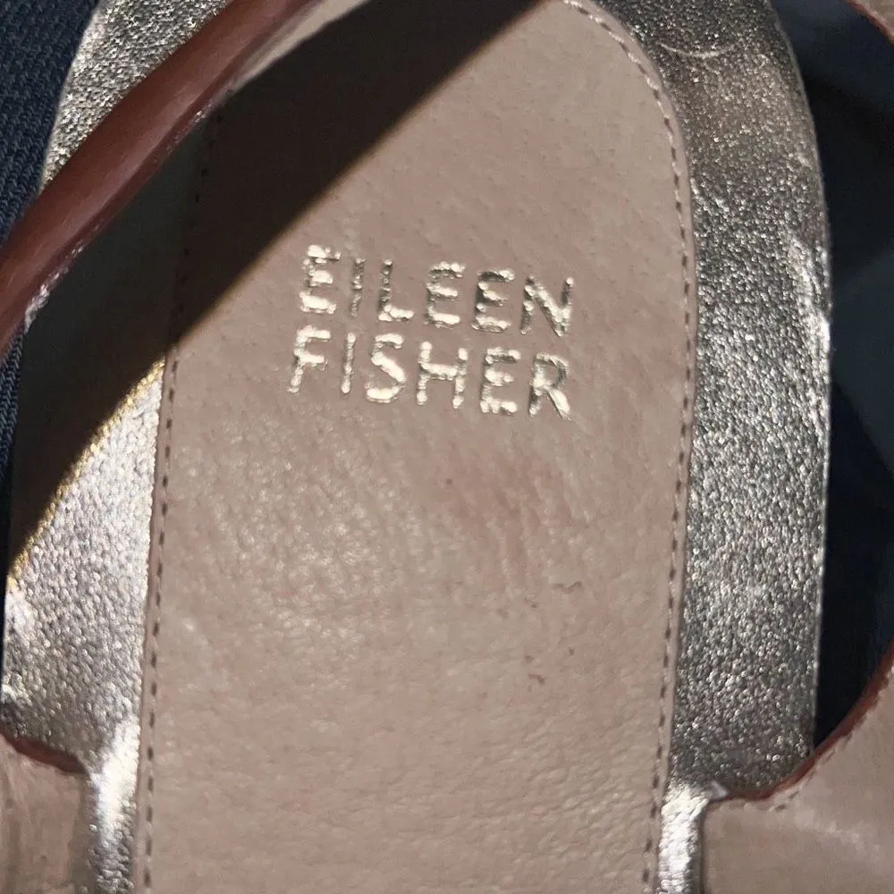 ✨Eileen Fisher Fete Flat Sz 9.5 Sandal in Italian Metallic Leather✨ - Image 6