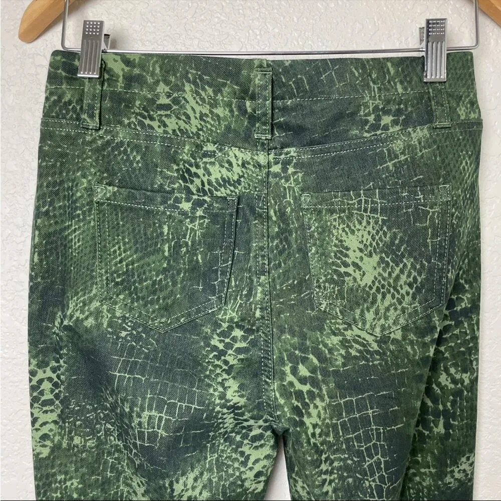 FADED GLORY Olive Green Reptile Print Skinny Leggings Size S - Image 7