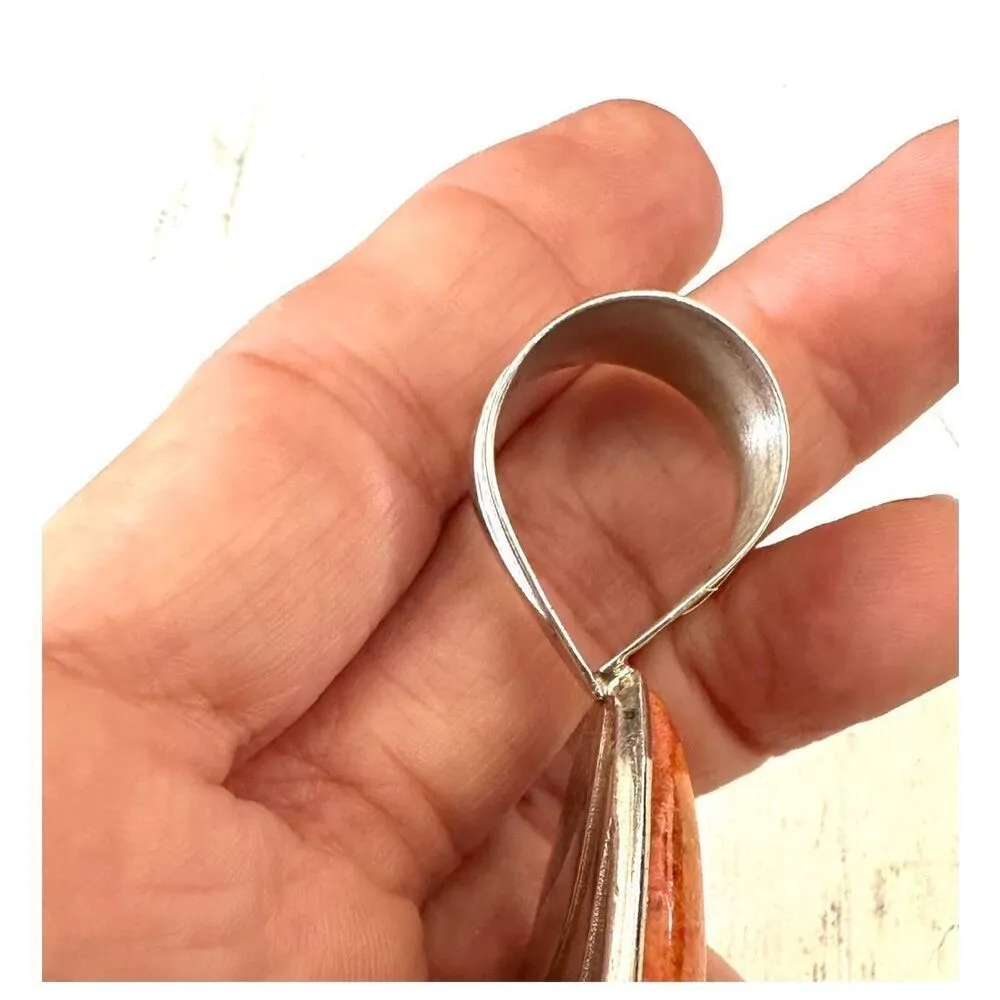 Jay King orange jasper silver pendant - Image 6